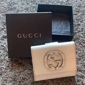 Gucci Wallet, Compact, White Leather